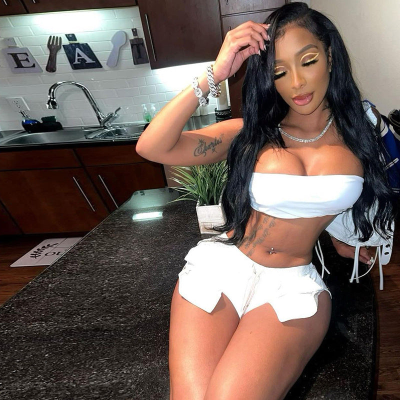 Faux Leather Tied High Waist Sheath Tight Casual Shorts