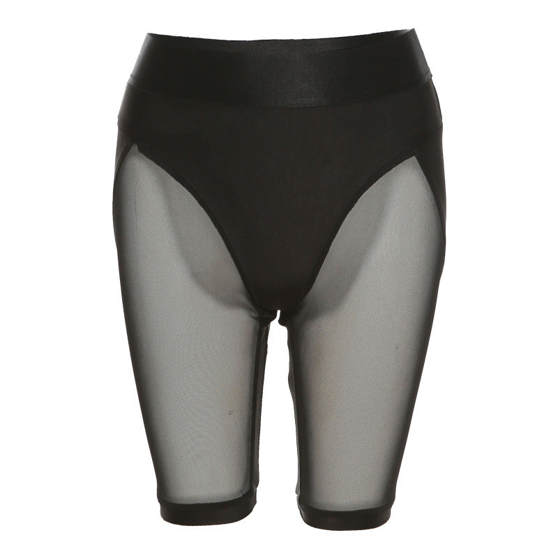 New Sexy Mesh Stitching High Waist Tight Sporty Casual Shorts