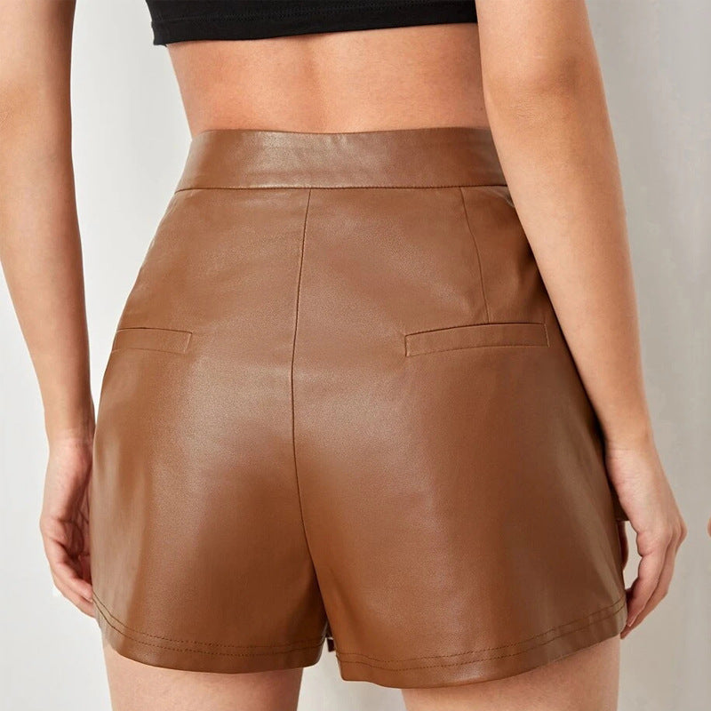 Sexy A-line Culotte Leather Shorts