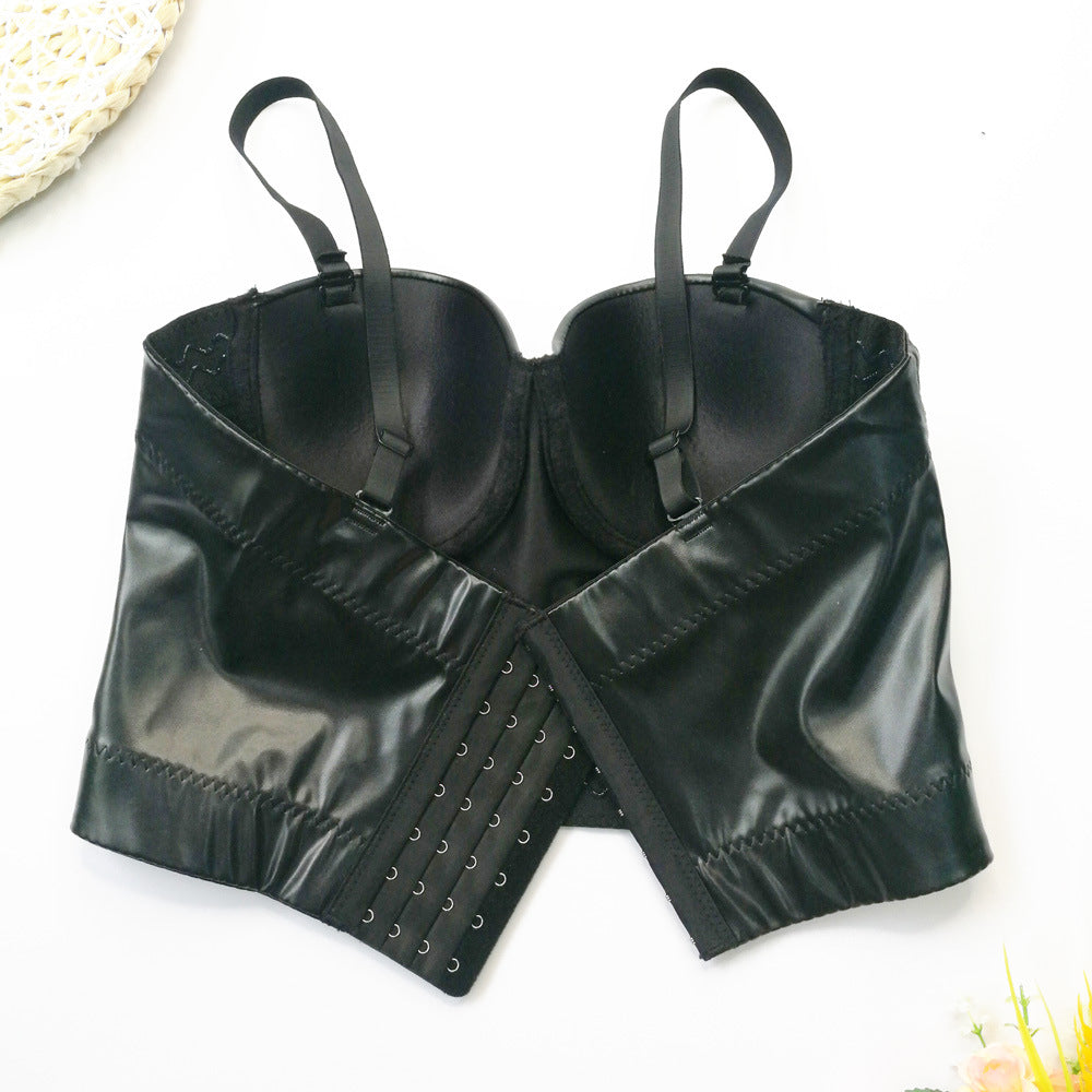 Sexy Leather Tube Top Artificial Sheepskin Sling Vest Corset Top