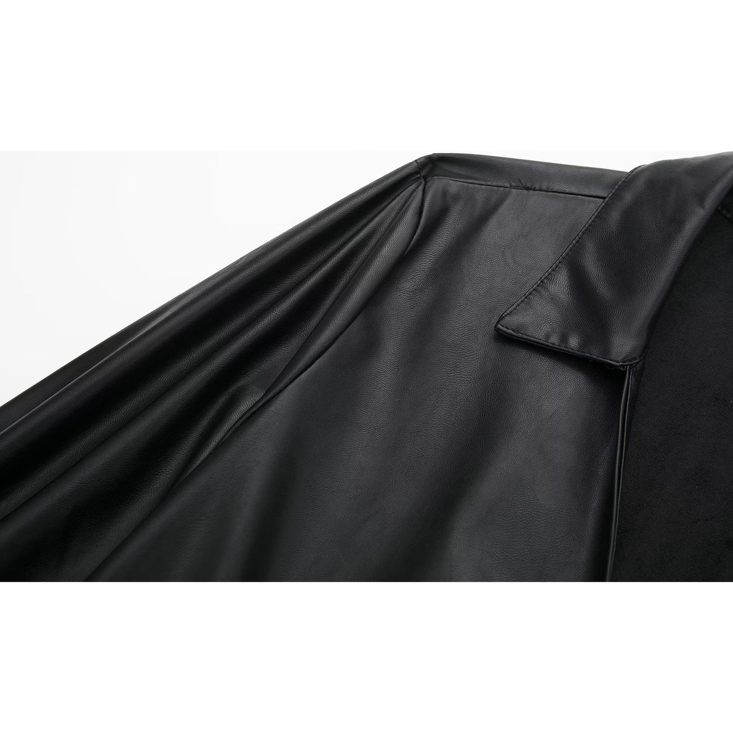 Faux Leather Pleated Decorative Dress
