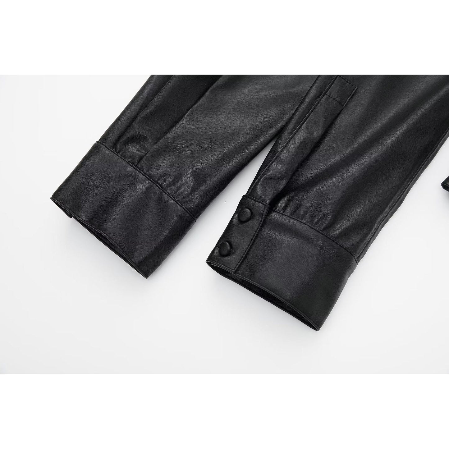 Faux Leather Pleated Decorative Dress