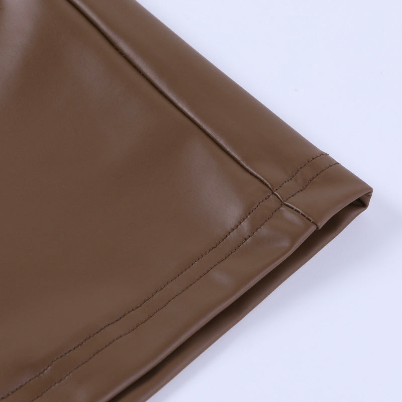 Women Clothing Autumn Slim Leather Dress