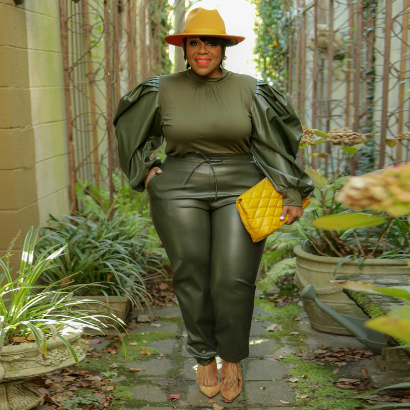 Plus Size Stitching Coating Trendy Casual Suit