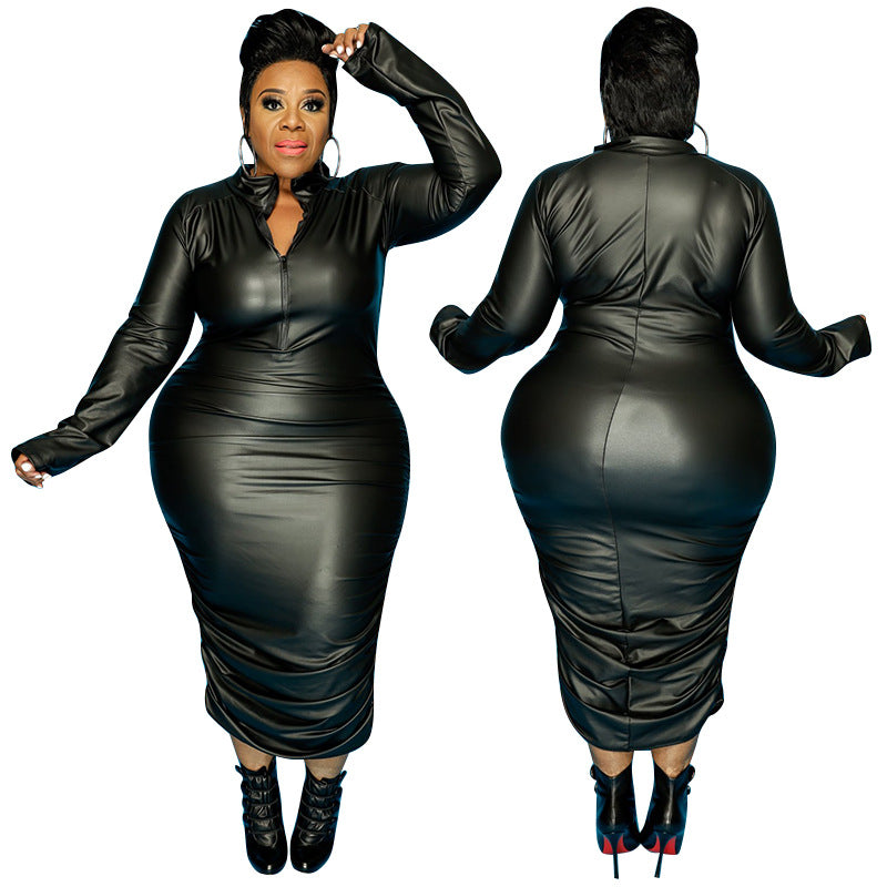 Plus Size Skinny Sheath Knitted Stretch Women Dress