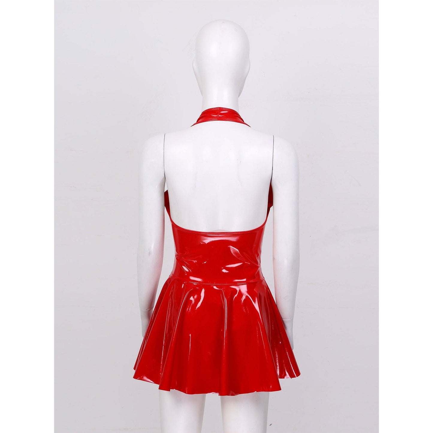 Sexy Backless Imitation Faux Leather Skirt