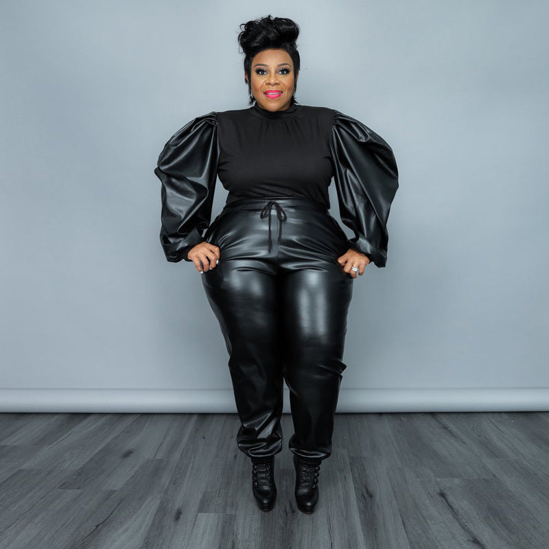 Plus Size Stitching Coating Trendy Casual Suit