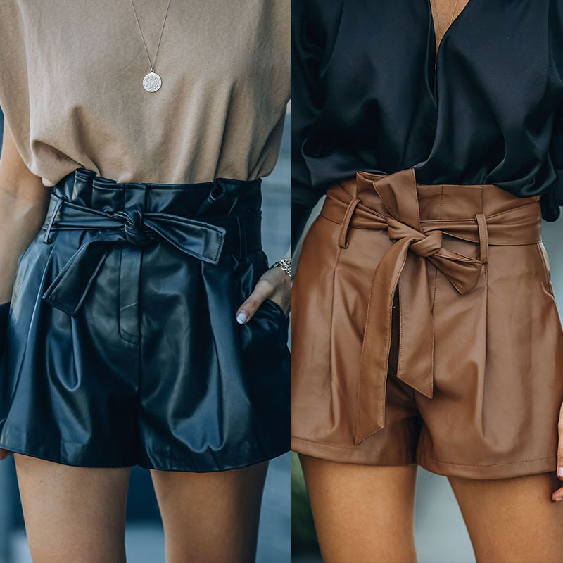 Faux Leather Shorts Including Leather Belt