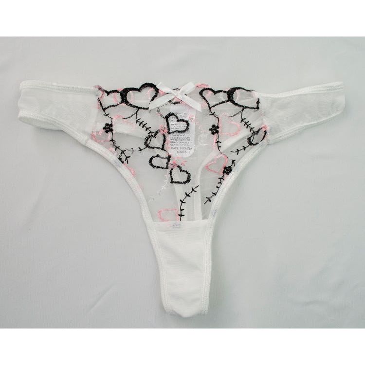 Sexy Three Point Heart Shape Embroidered Thin Lace Set