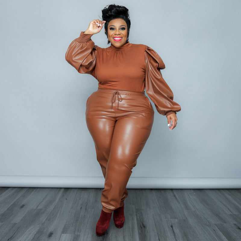 Plus Size Stitching Coating Trendy Casual Suit