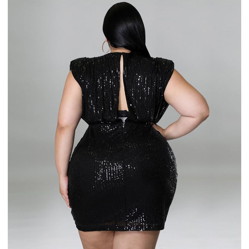 Plus Size Sequin Sexy Vest Dress