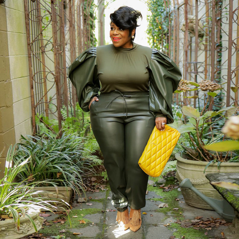 Plus Size Stitching Coating Trendy Casual Suit