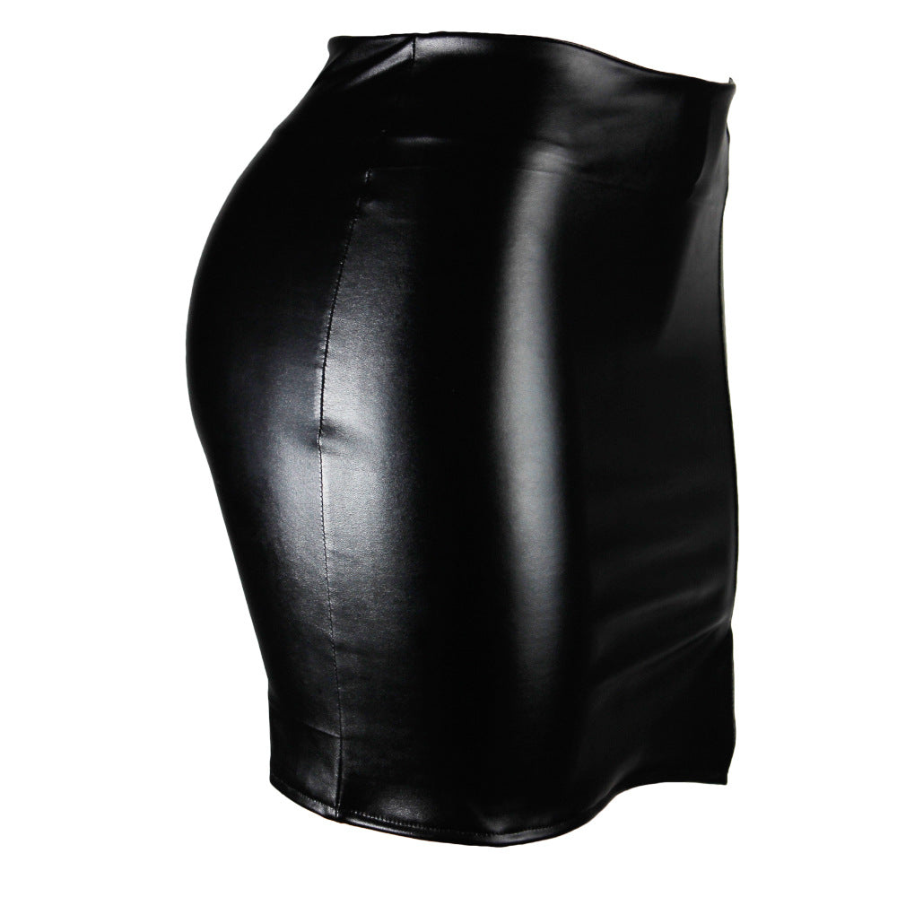 High Waist Hip-Wrapped Faux Leather Skirt