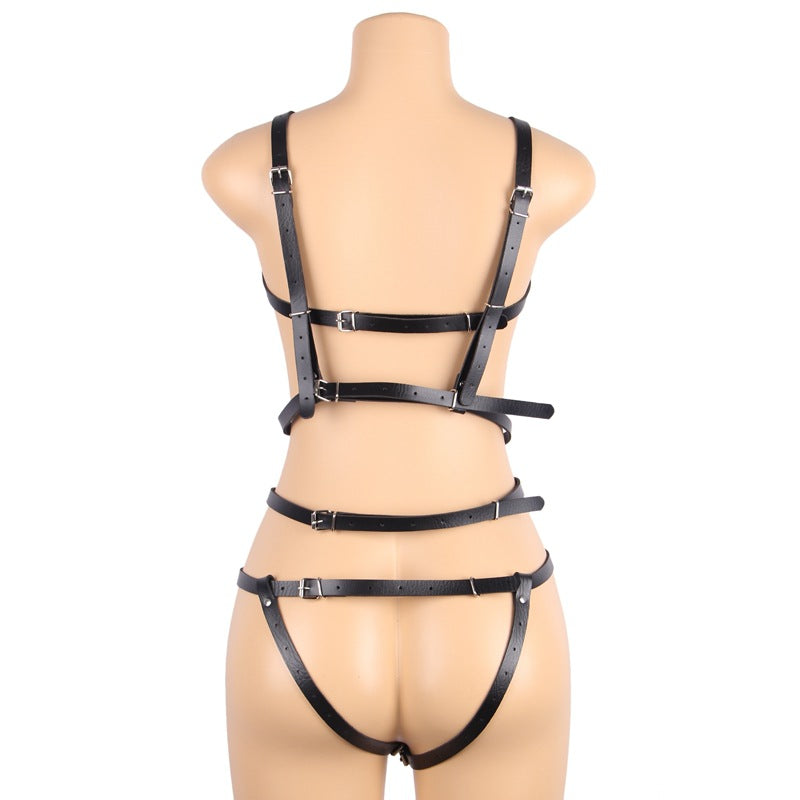 Trendy Unique Leather Strap Belt Body Hollowed out Sexy Adjustable Strap Leg Ring