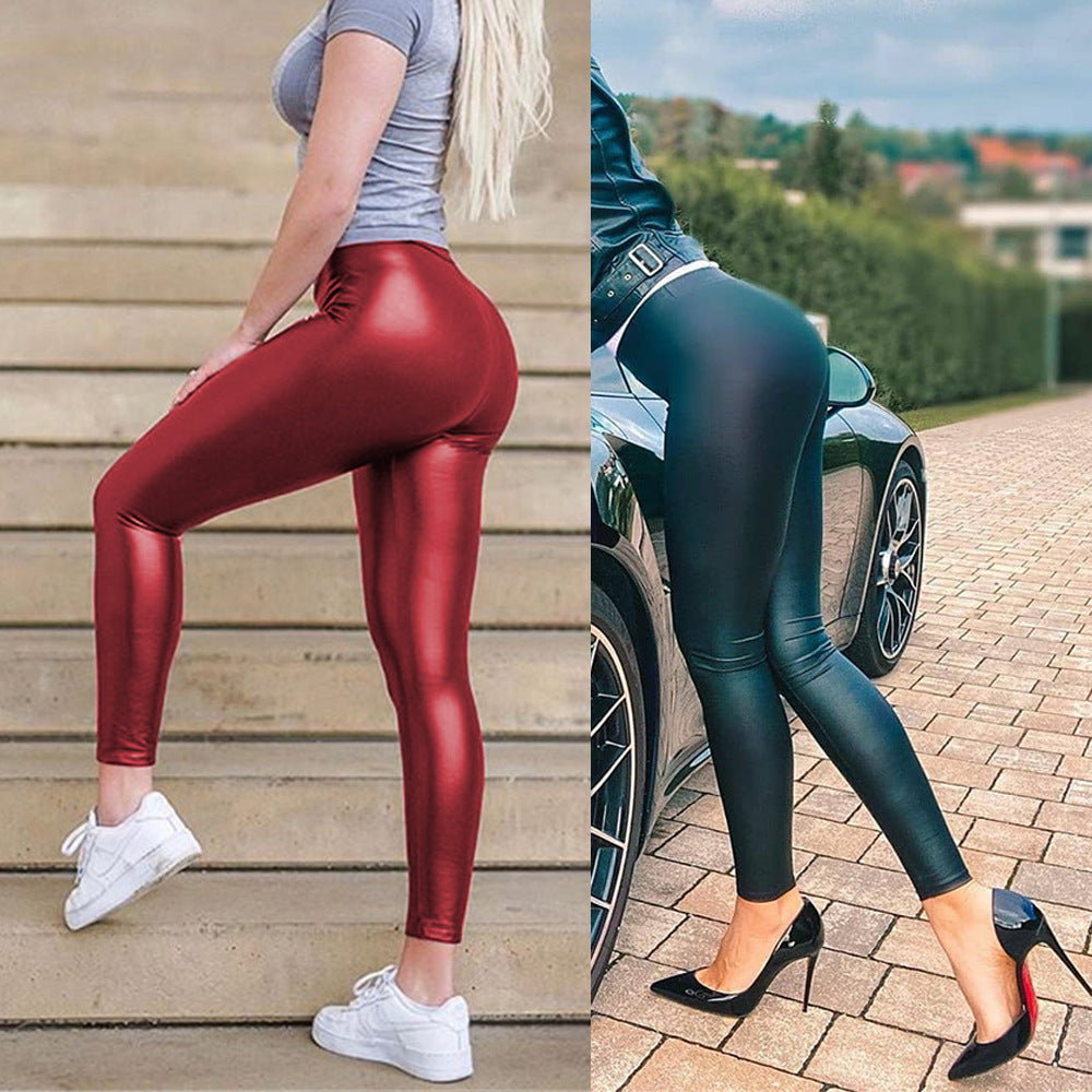 S-5XL High Elastic Faux Leather Leggings