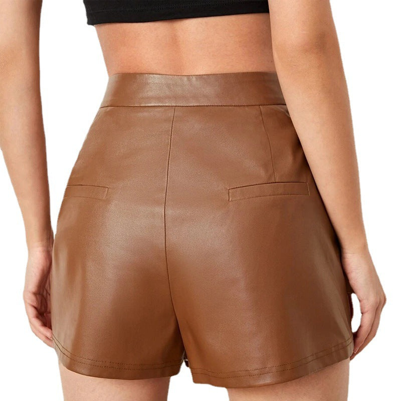 Sexy A-line Culotte Leather Shorts