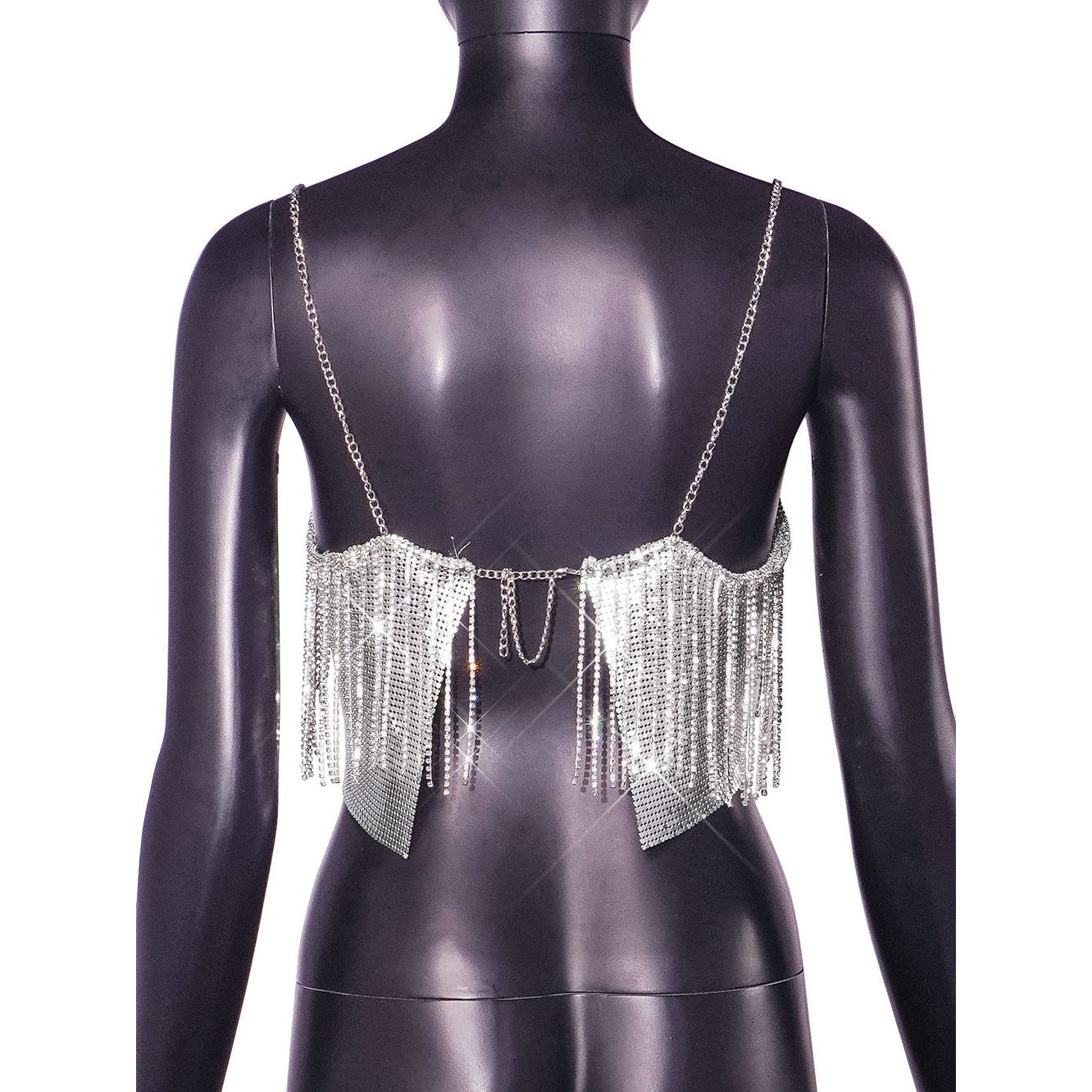 Cropped Chic Sexy Disco Tube Top Rhinestone Night Club Slip Vest