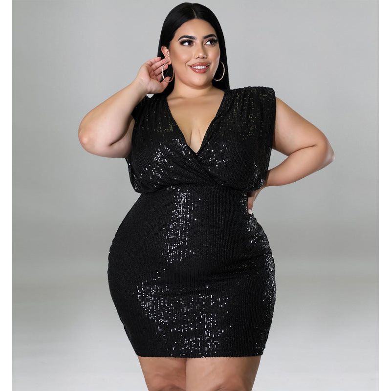 Plus Size Sequin Sexy Vest Dress