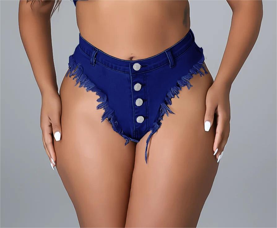 Queenpin Fray Denim Shorts