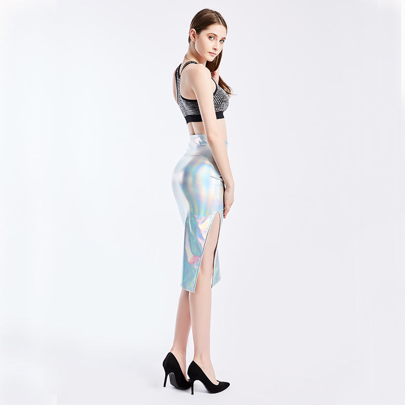 Hologlam Mid-Split Skirt