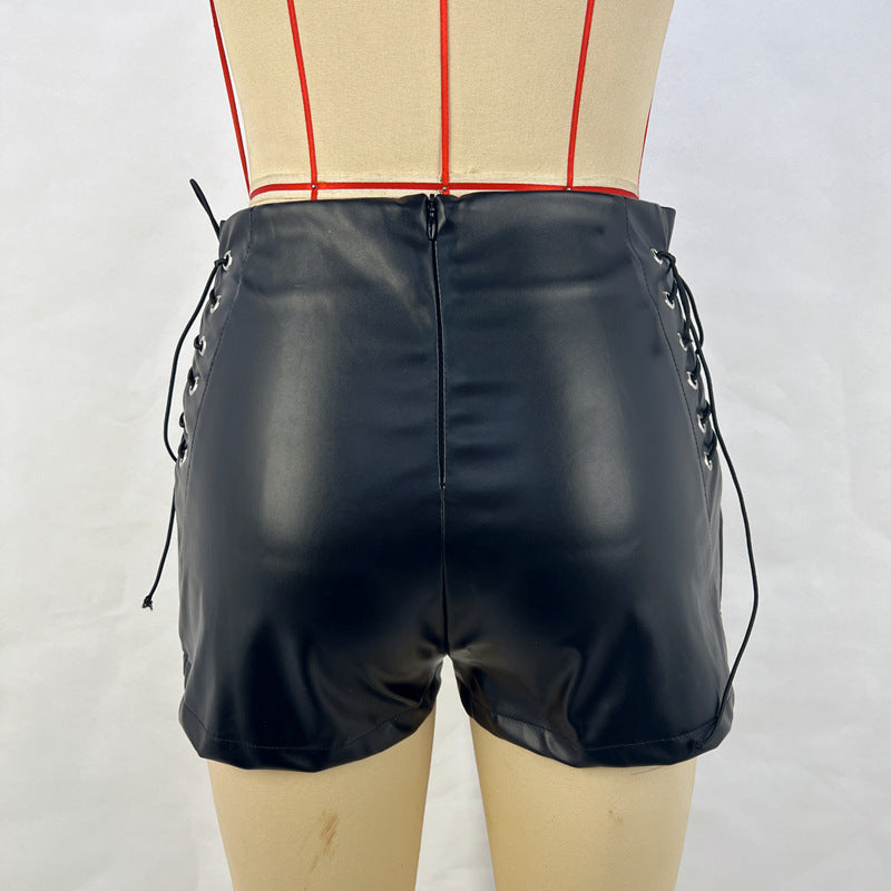 Black Venom Faux Leather Shorts