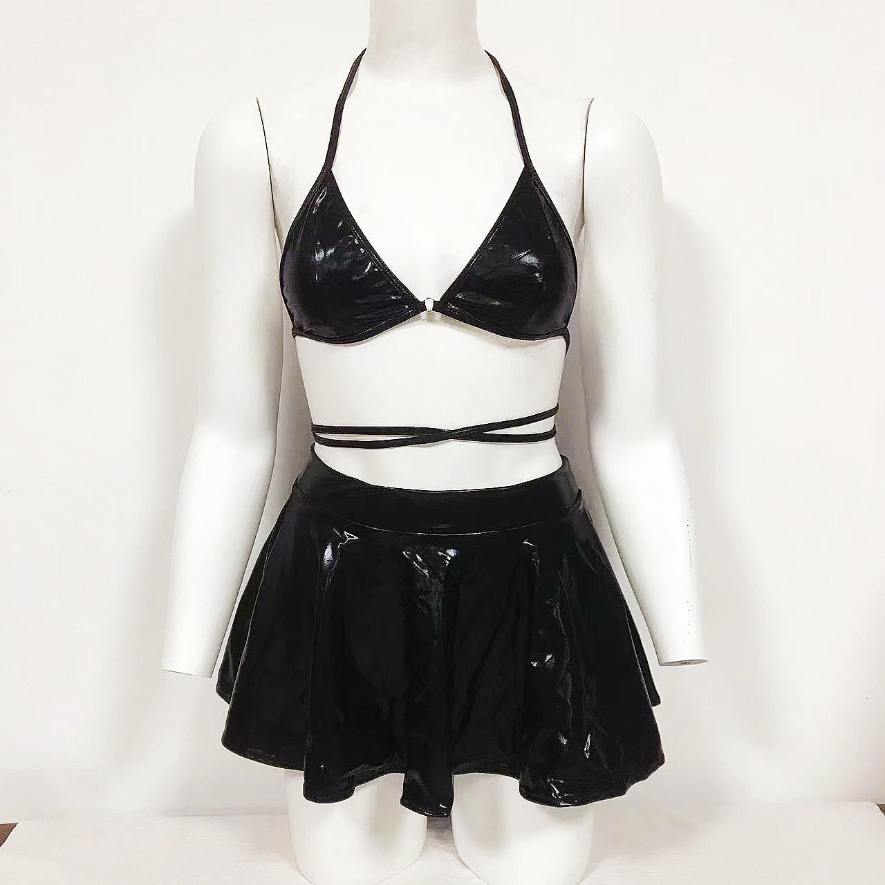 Sexy Pink Criss Cross Strappy Lingerie Three Piece Set