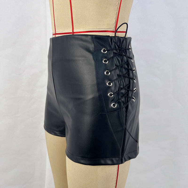 Black Venom Faux Leather Shorts