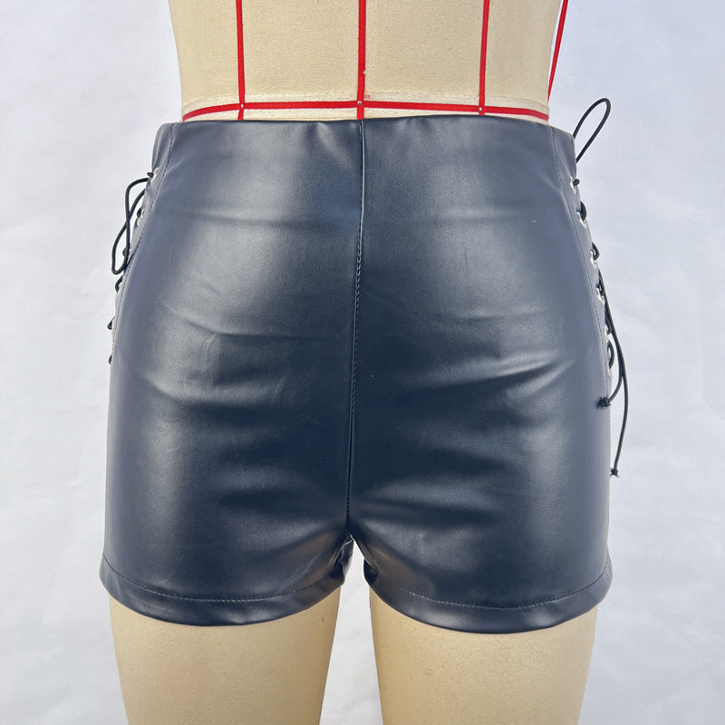 Black Venom Faux Leather Shorts