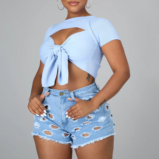 Street Siren Ripped Denim Shorts