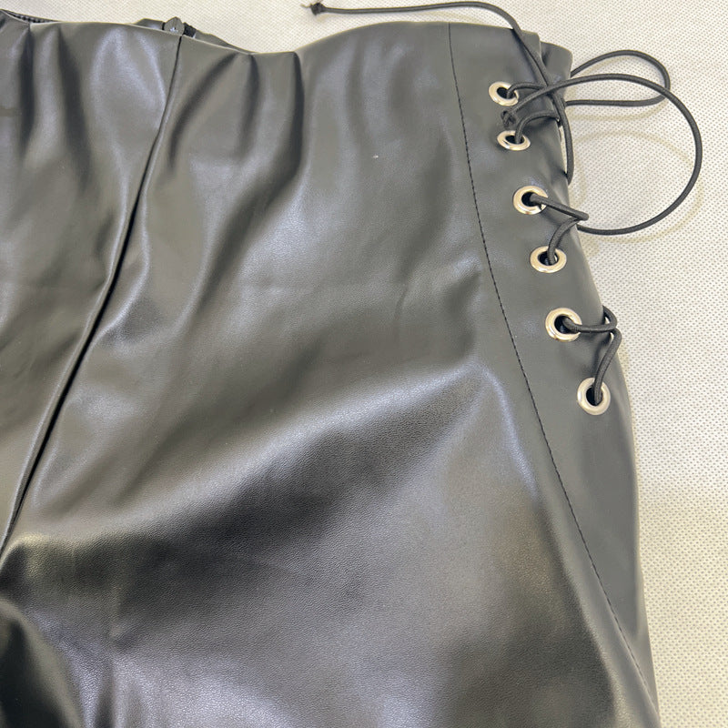 Black Venom Faux Leather Shorts