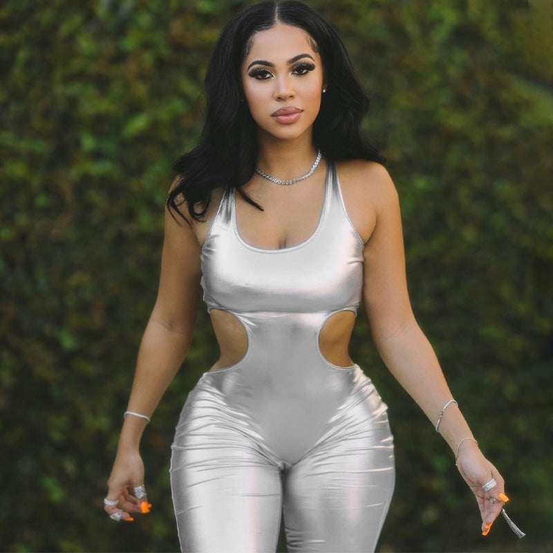 Liquid Chrome Cutout Catsuit