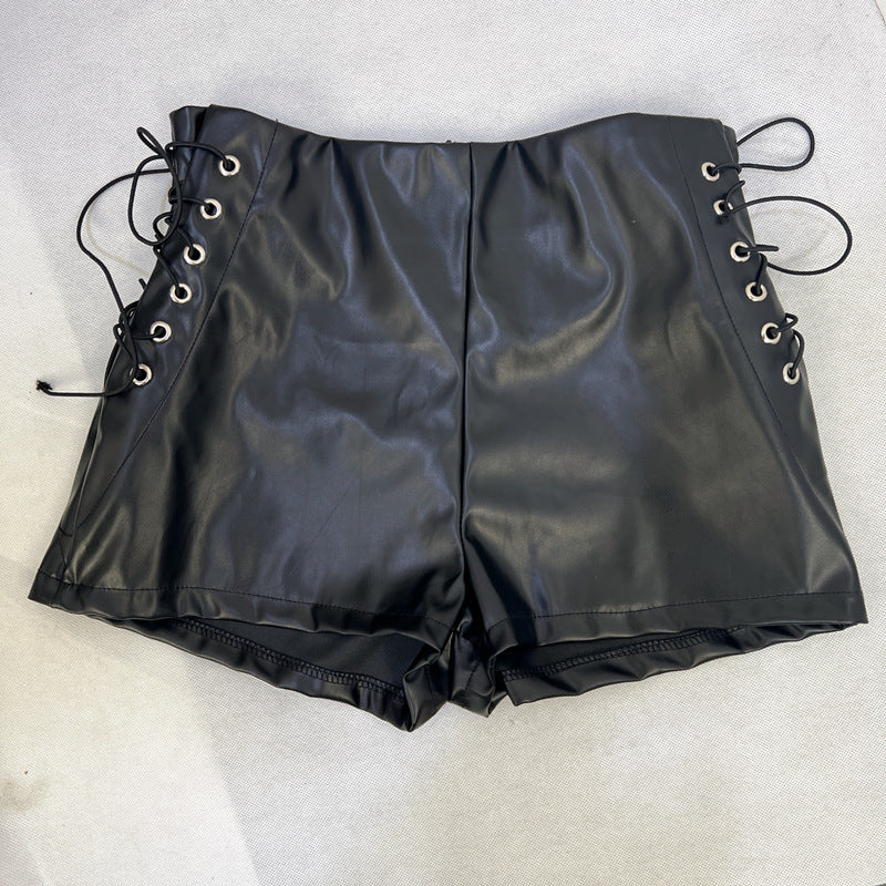 Black Venom Faux Leather Shorts
