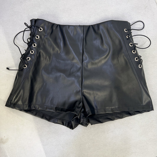 Black Venom Faux Leather Shorts