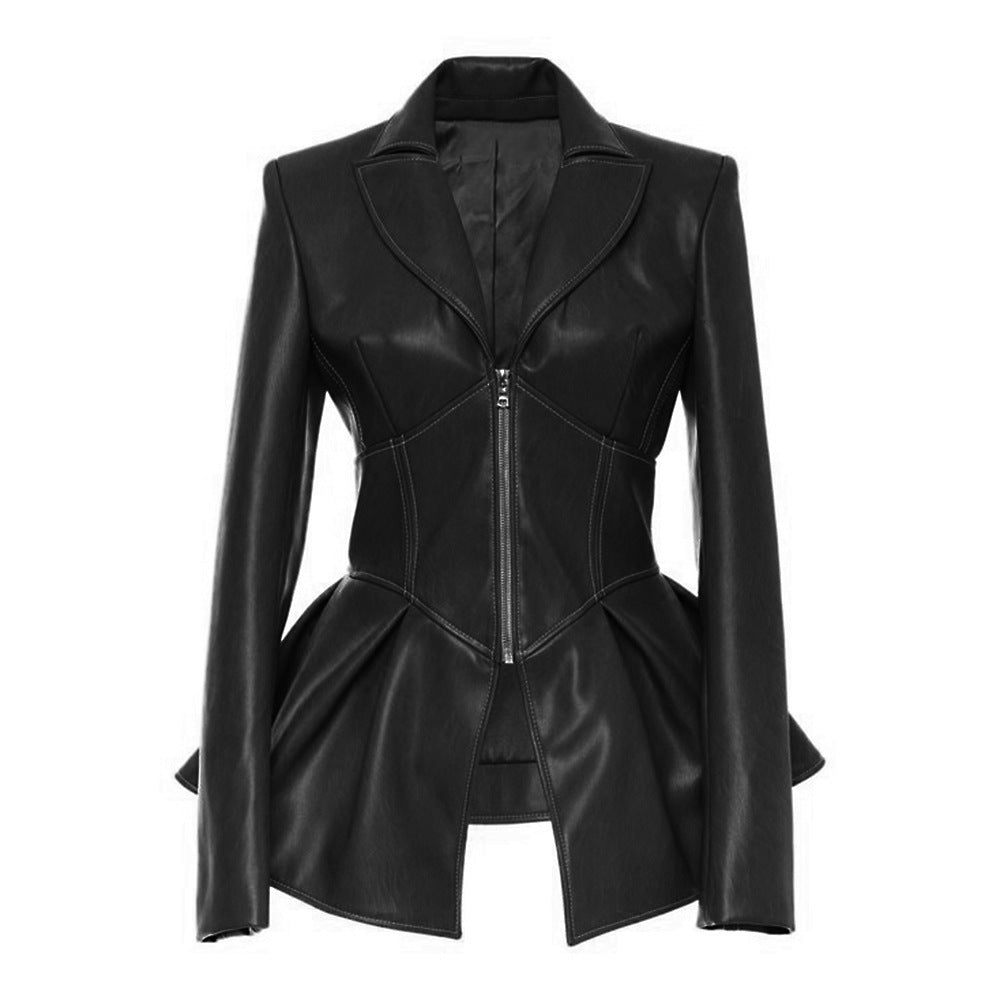 Sexy Corset Faux Leather Jacket