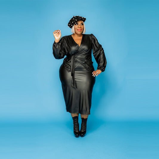 Plus Size Elegant Matte Black Small Blazer Fashion Suit