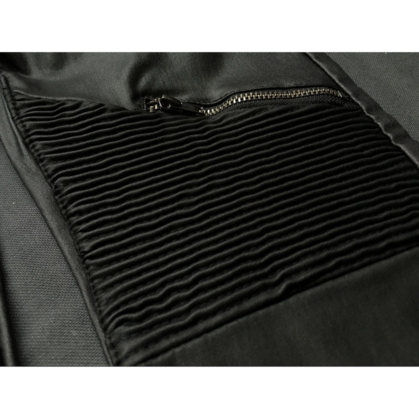 Faux Leather Denim Skinny Pants Multi-Zipper Motorcycle Biker Style