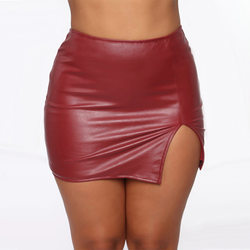 High Waist Hip-Wrapped Faux Leather Skirt