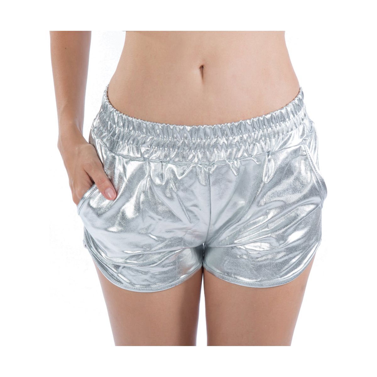 Loose Pockets Elastic Waist Sexy Faux Leather Pants