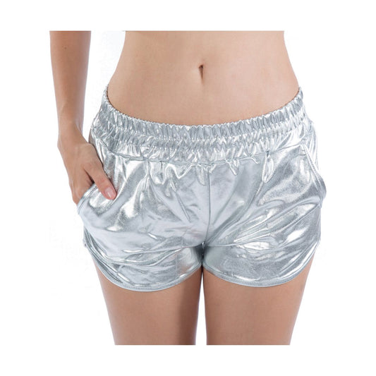 Loose Pockets Elastic Waist Sexy Faux Leather Pants