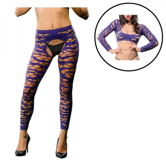 Violet Crotchless Legging  Side Strap Os