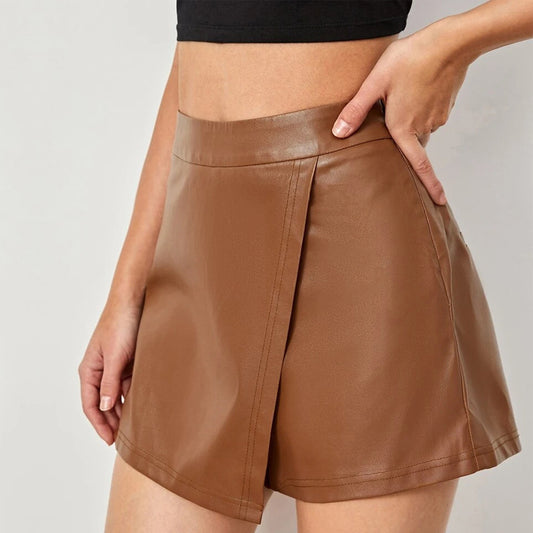 Sexy A-line Culotte Leather Shorts