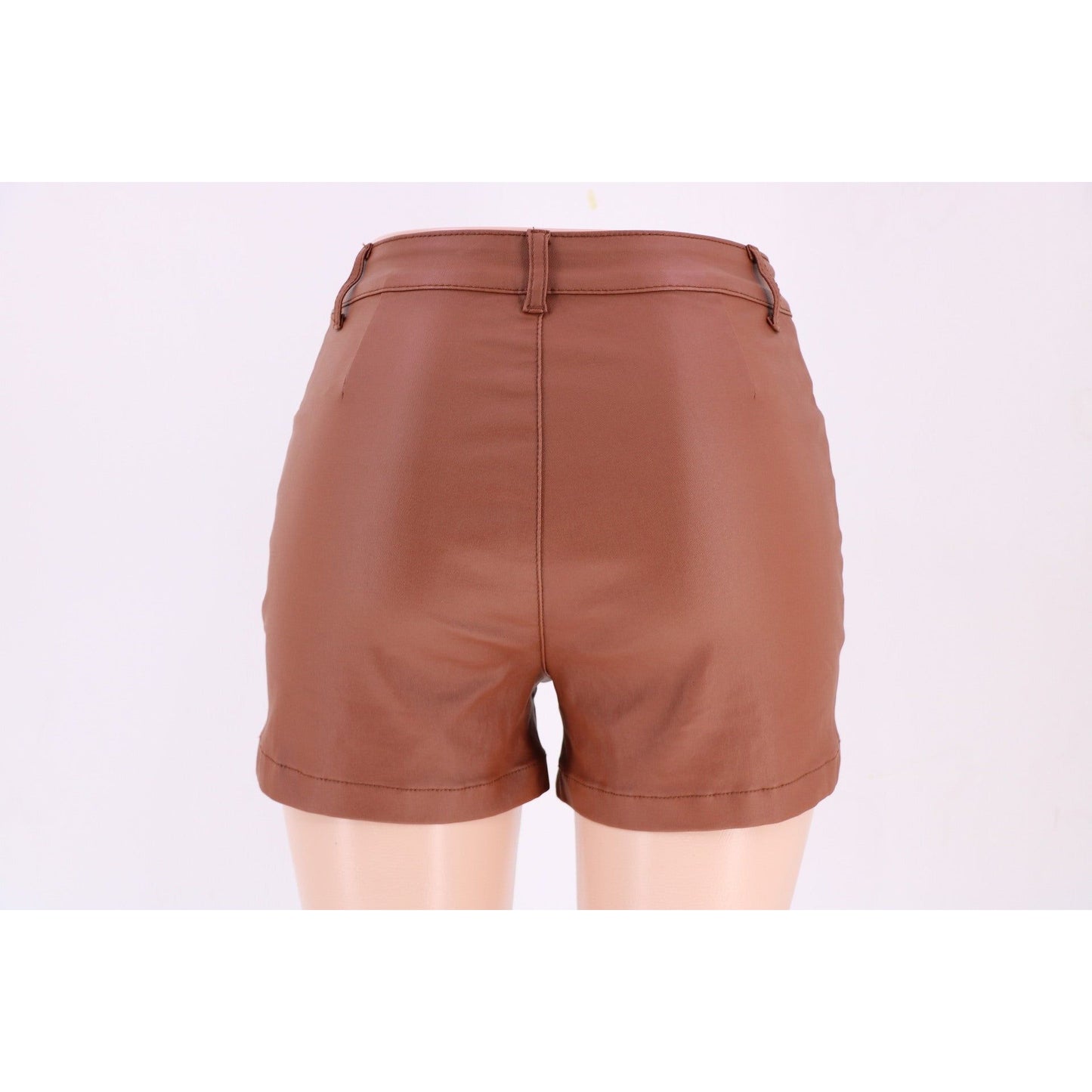 Women Shorts Solid Color High Waist Four Seasons Wearable Faux Leather