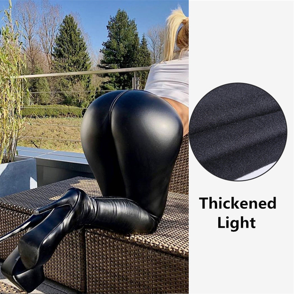 Faux Leather High Waist Body Shaping Leggings