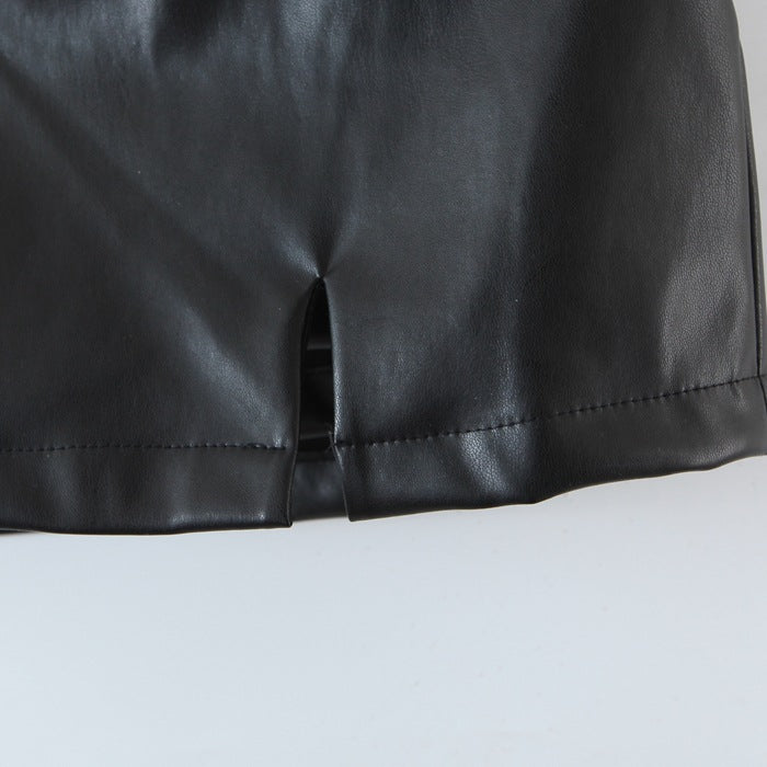 Spring Autumn Leather Hip Skirt