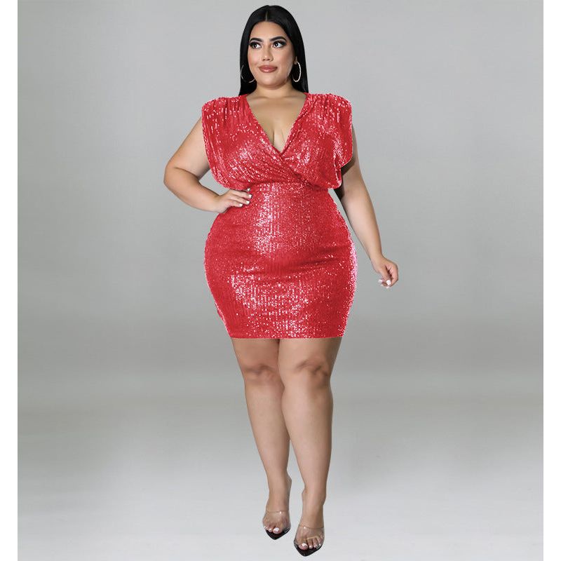 Plus Size Sequin Sexy Vest Dress