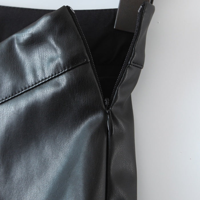 Spring Autumn Leather Hip Skirt