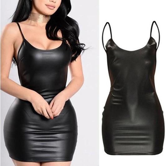 Imitation Faux Leather Backless Sexy Skirt