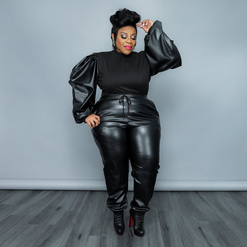 Plus Size Stitching Coating Trendy Casual Suit