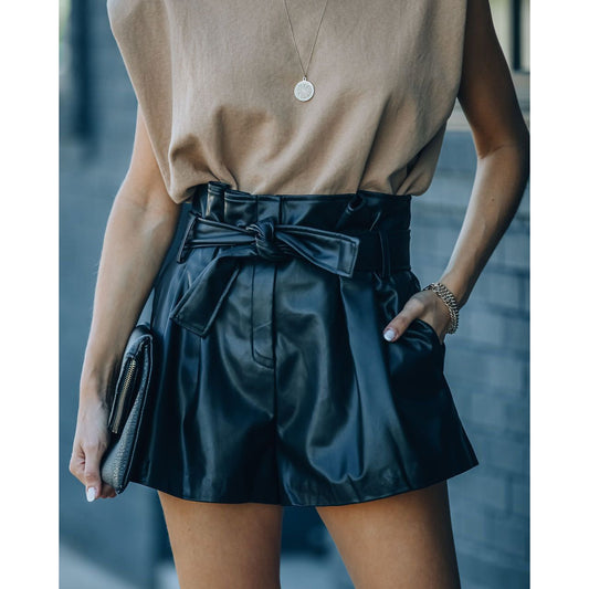 Faux Leather Shorts Including Leather Belt