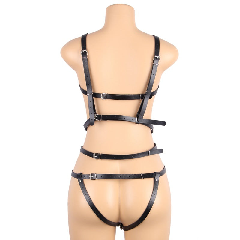 Trendy Unique Leather Strap Belt Body Hollowed out Sexy Adjustable Strap Leg Ring